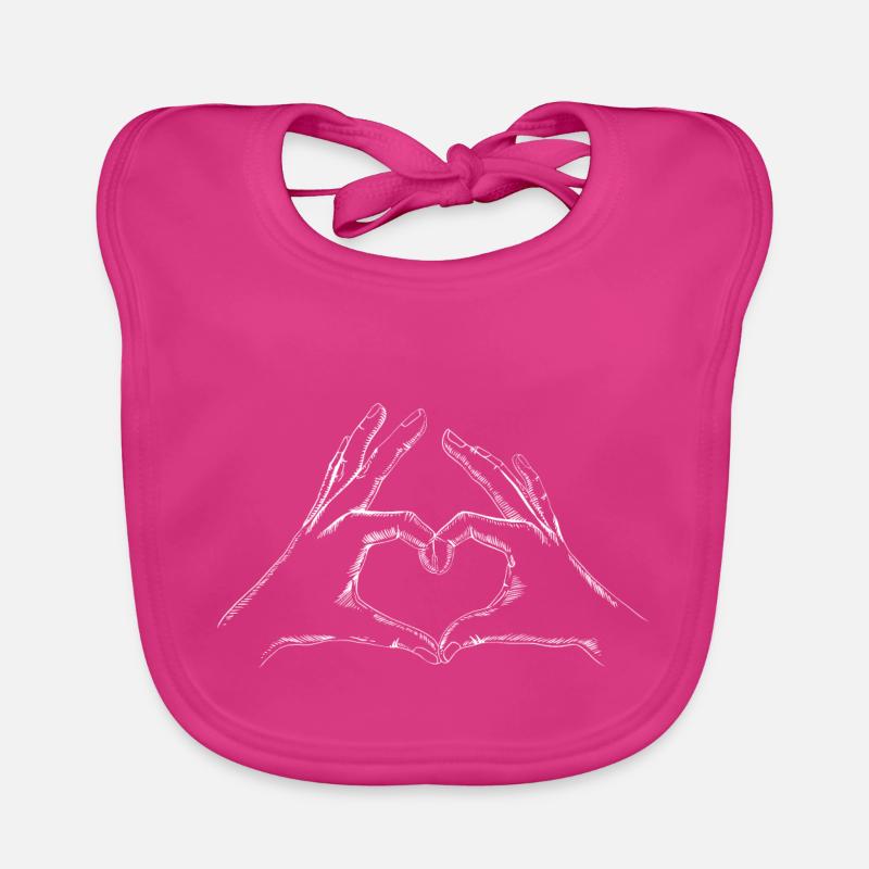 Cœur de main - Bavoir bio Bébé - fuchsia