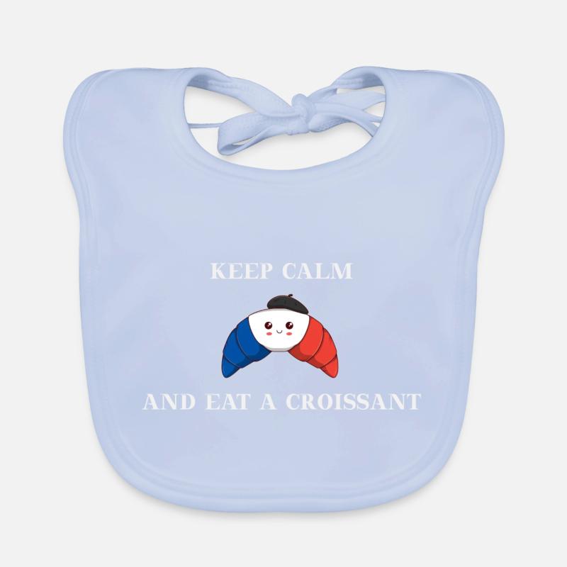 Keep calm and eat a croissant Geschenkidee Baby Bio-Lätzchen