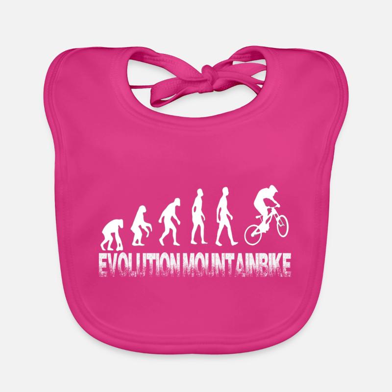 Evolution mountain bike - from monkey to biker - Organic Baby Bibs - fuchsia
