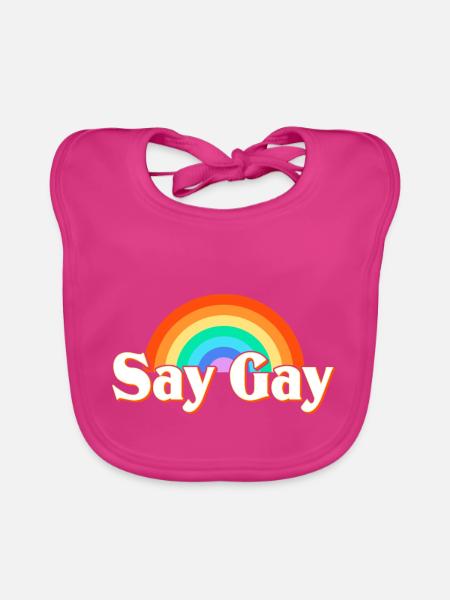 LGBT Say Gay - Organic Baby Bibs - fuchsia - Front