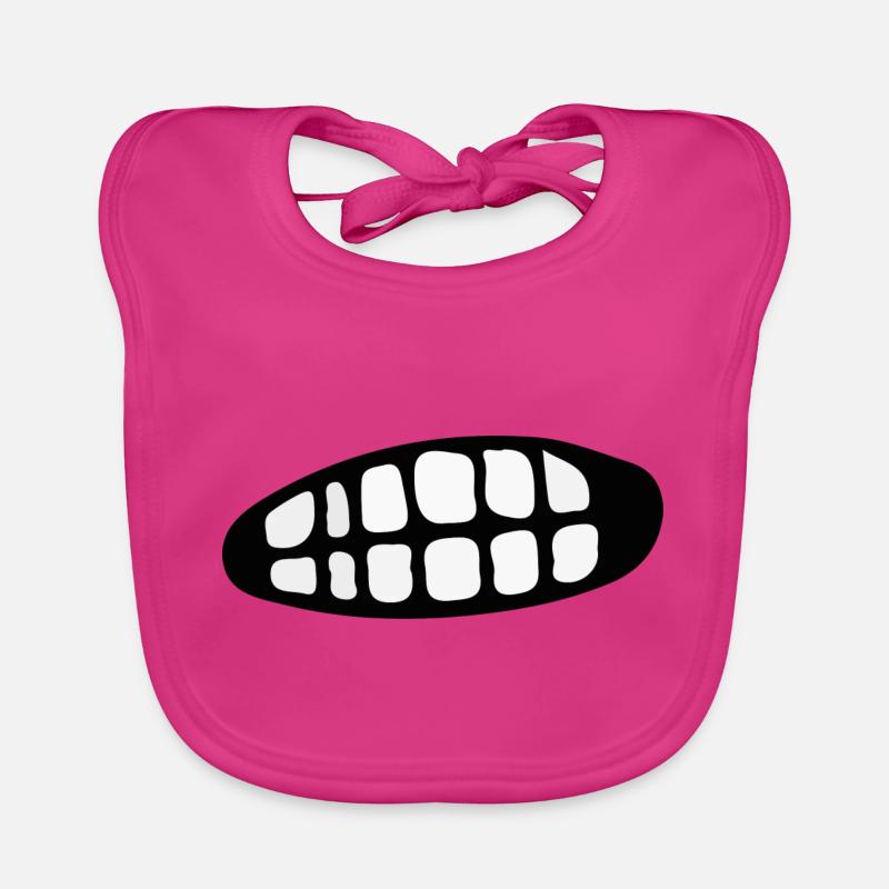 Bouche Grr Grim Grimace Dents - Bavoir bio Bébé - fuchsia