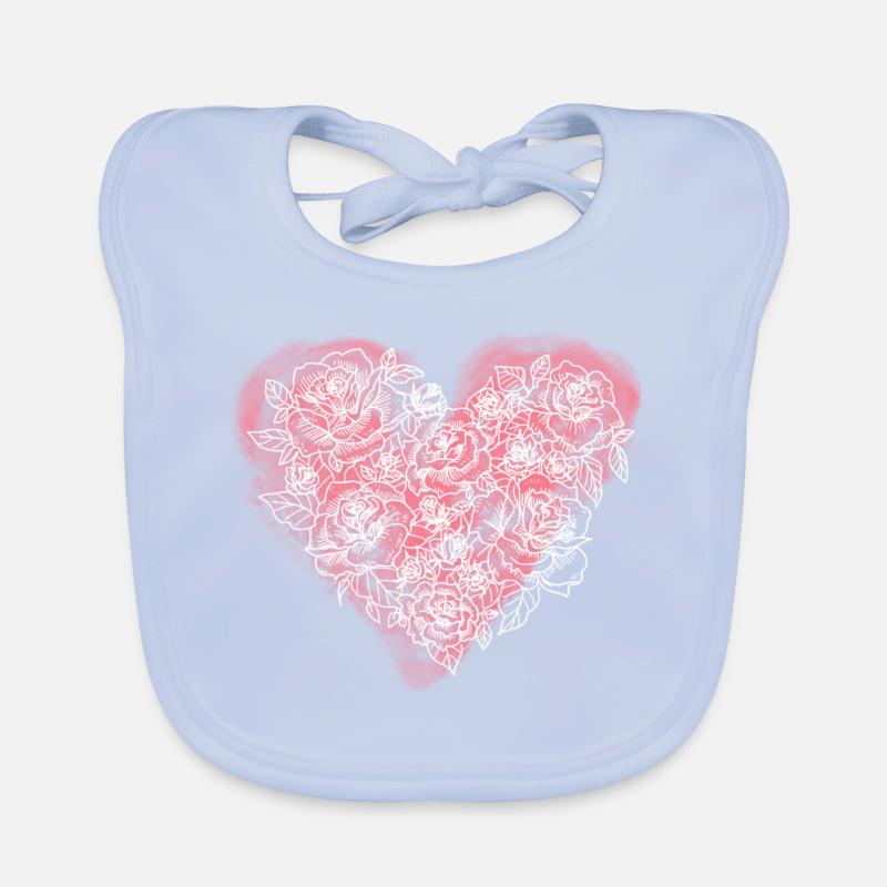 Heart Rose Organic Baby Bibs