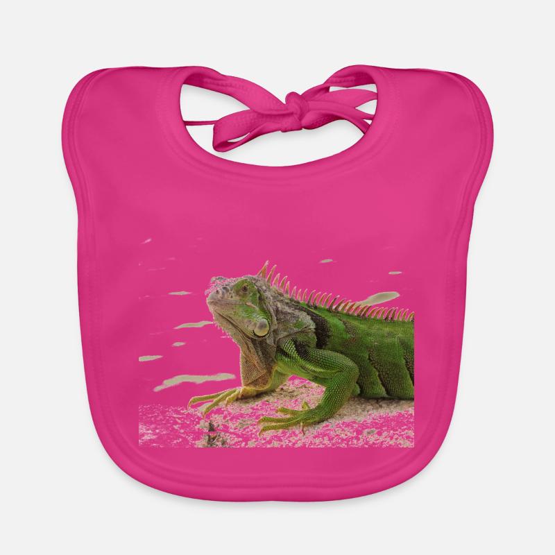 iguane - Bavoir bio Bébé - fuchsia