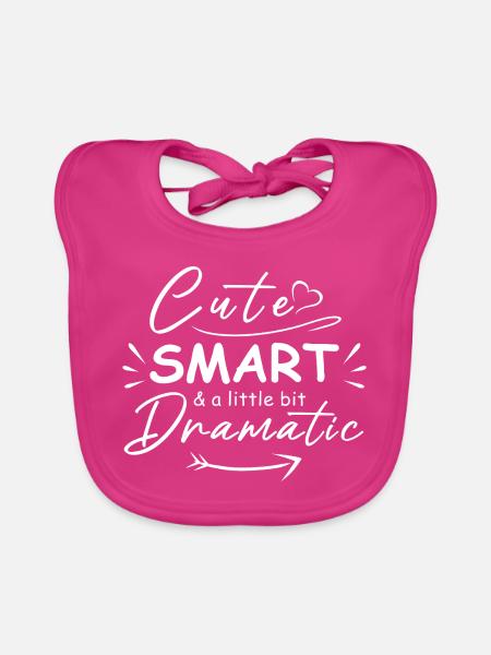 Cute smart and a little bit dramatic - Organic Baby Bibs - fuchsia - Front