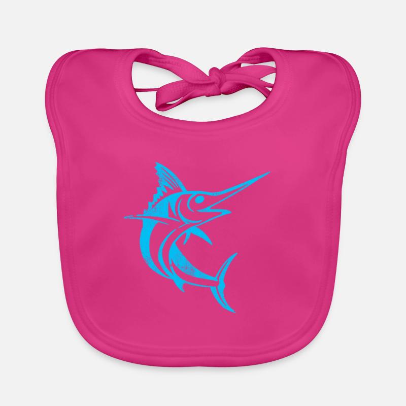 Dearadh Bronntanais Ainmhithe Éisc Blue Marlin Organic Baby Bibs