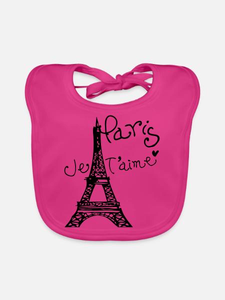 Paris Je T'aime Tour Eiffel - Bavoir bio Bébé - fuchsia - Devant