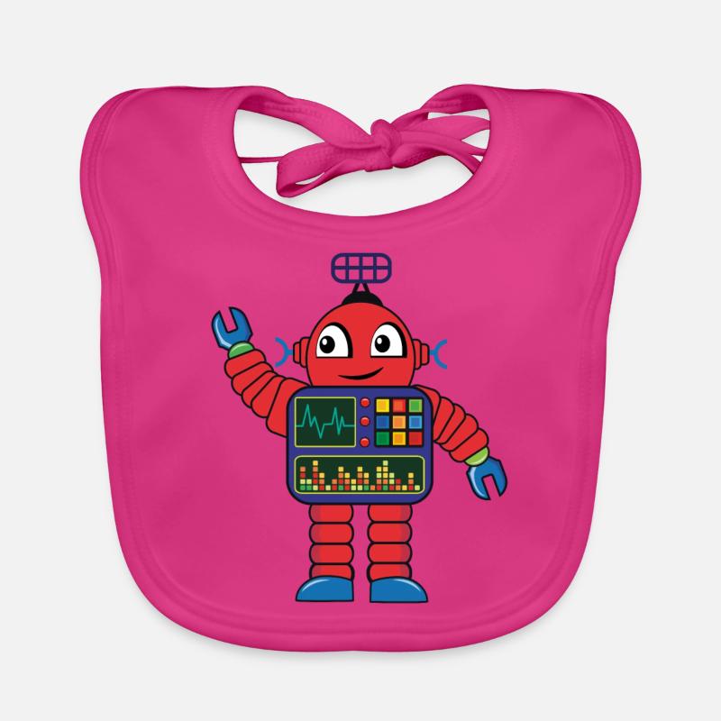 Small red robot Organic Baby Bibs