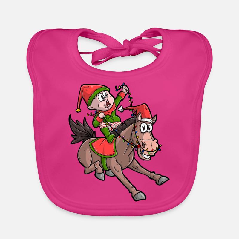 Noël cheval / Noël cavalier Bavoir bio Bébé