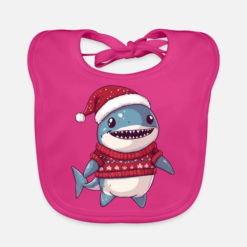 Bande dessinée de Noël requin Bavoir bio Bébé