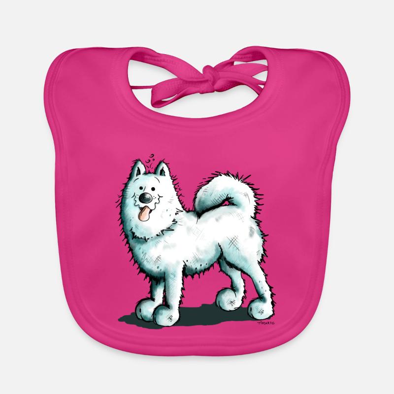 Sammy Samoyed - Samoyède - Bavoir bio Bébé - fuchsia