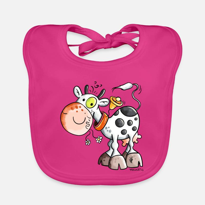 Mignon Vache - Bavoir bio Bébé - fuchsia