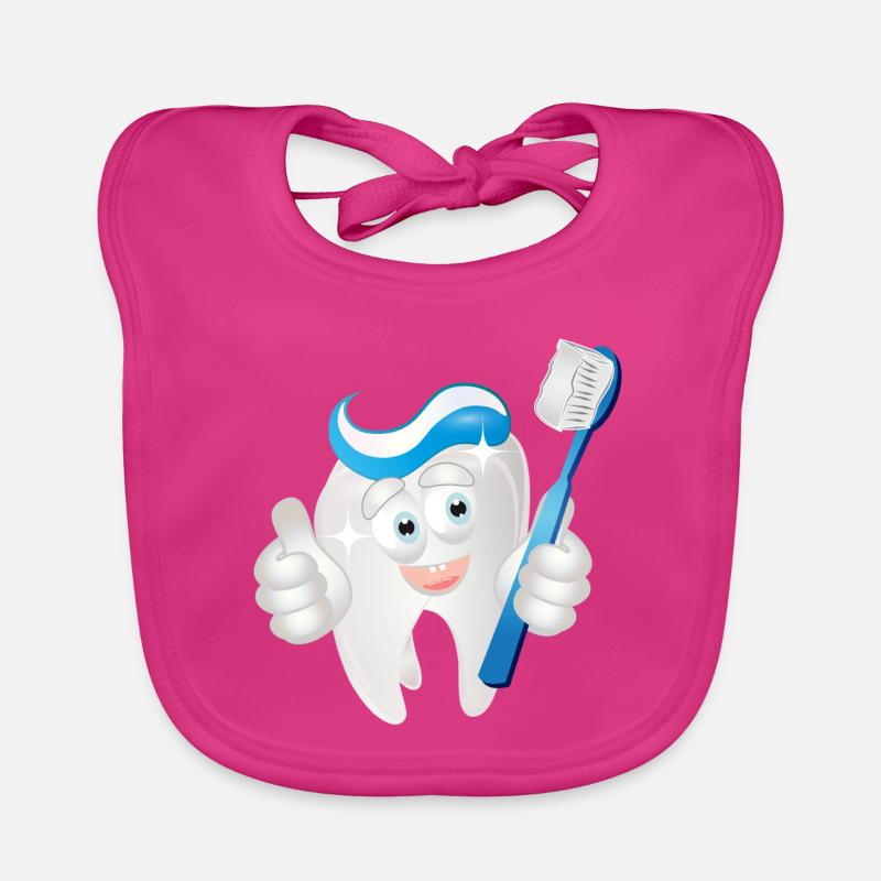radiant white tooth with toothpaste as a comic Organic Baby Bibs
