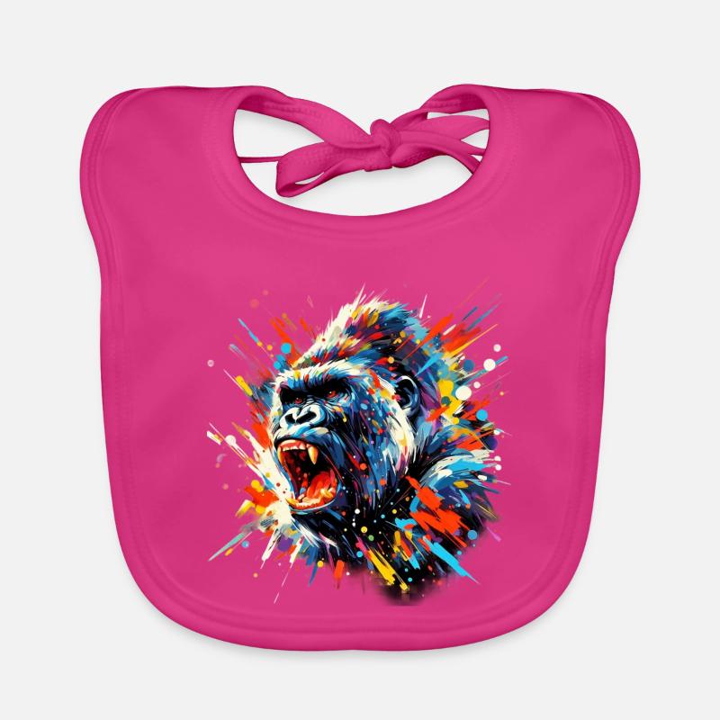Gorilla - Baby Bio-Lätzchen - Fuchsia