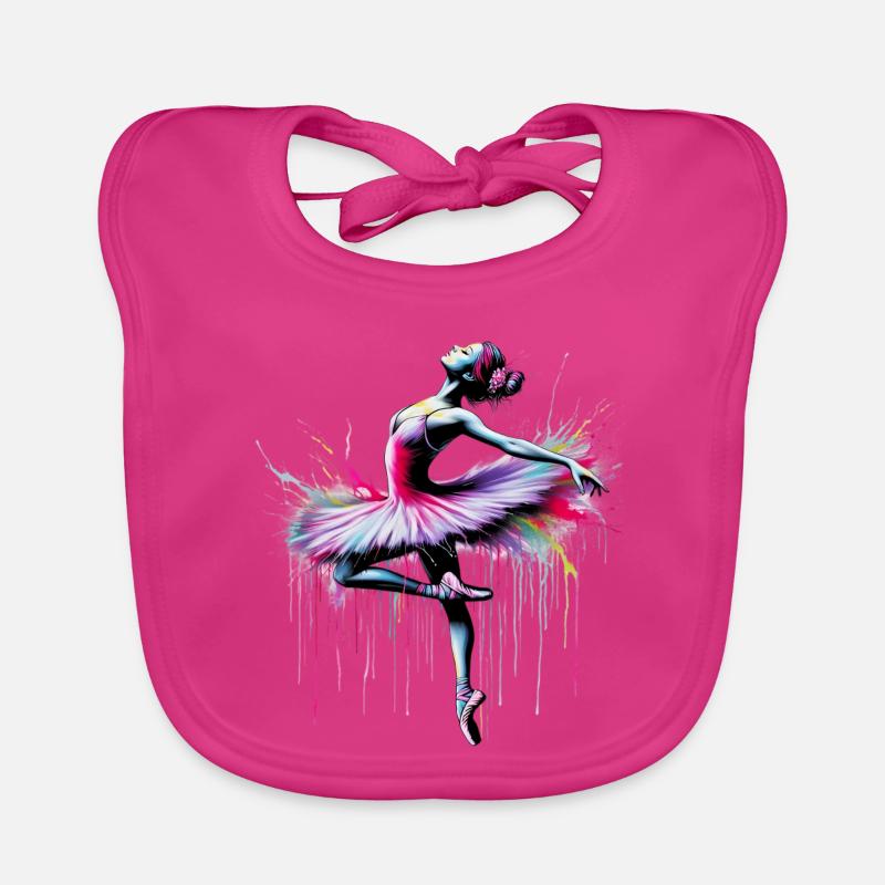 Danseuse de ballet avec tutu - Bavoir bio Bébé - fuchsia