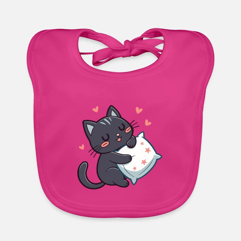Starry Cuddly Black Cat with Pillow Organic Baby Bibs