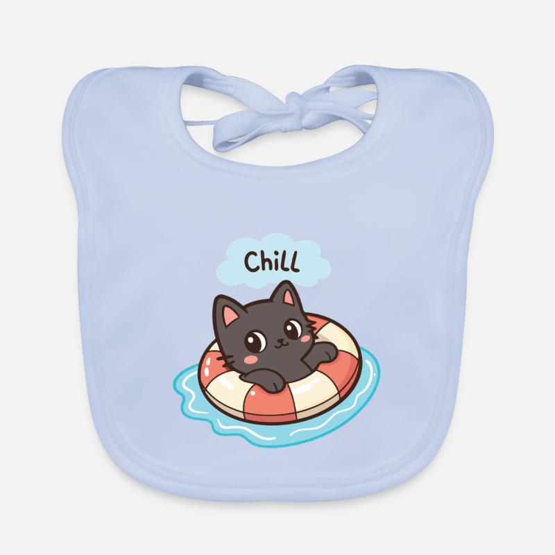 Chat Chill en Bouée Bavoir bio Bébé