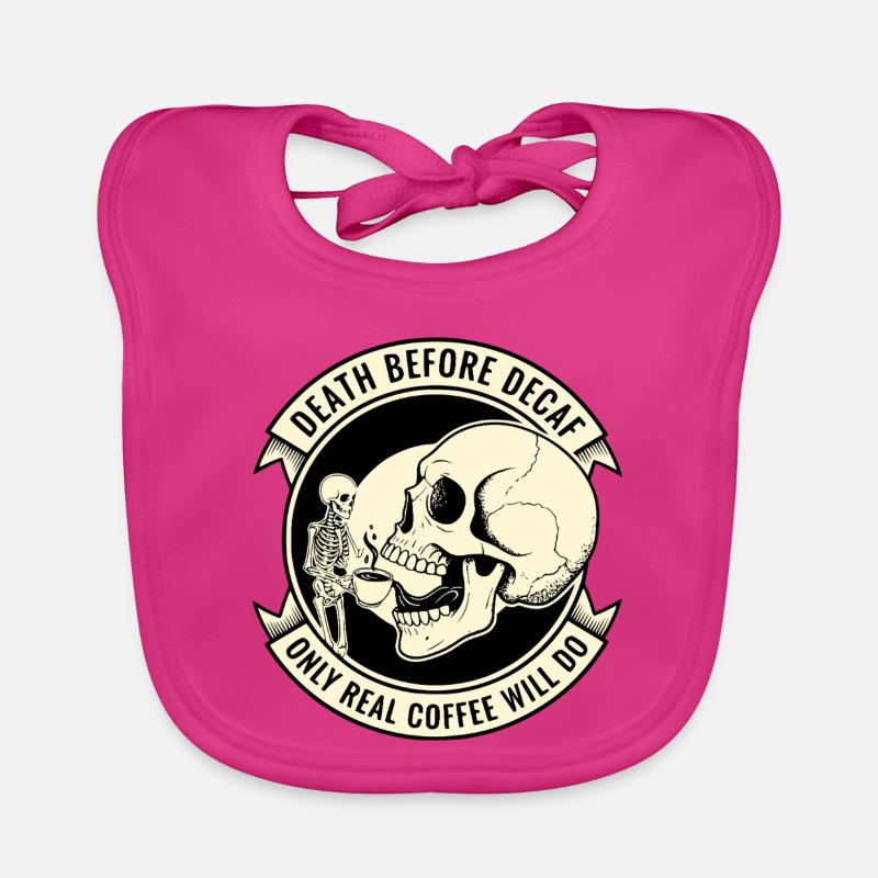 Death Before Decaf Skull Kaffee Baby Bio-Lätzchen