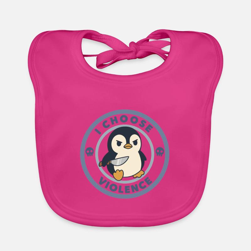 Lustig, ich wähle Gewalt, Pinguin mit Messer, Meme Baby Bio-Lätzchen