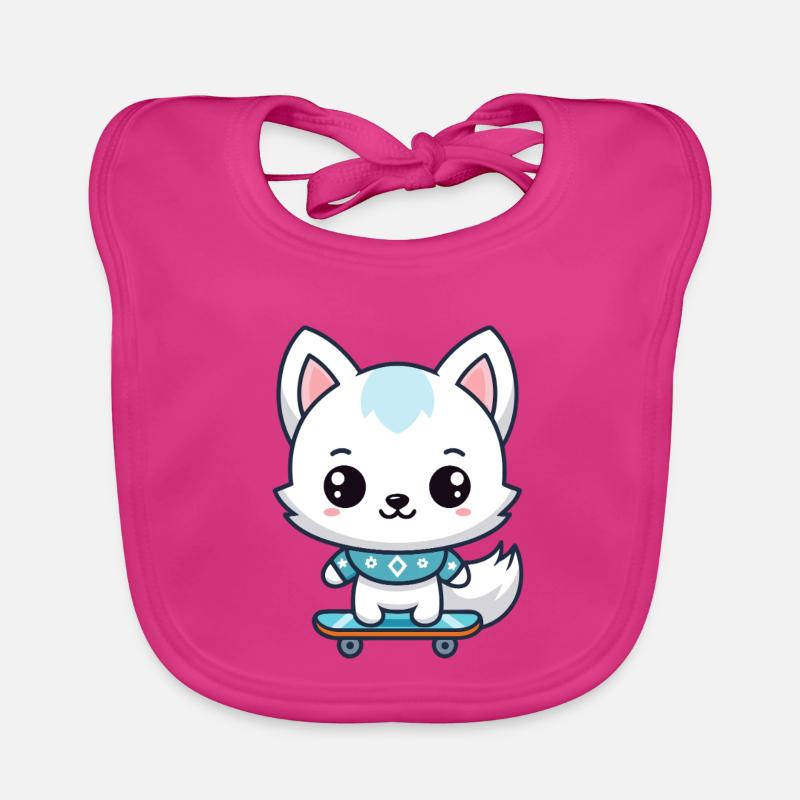 Little Fox Skateboard Blue Baby Bio-Lätzchen