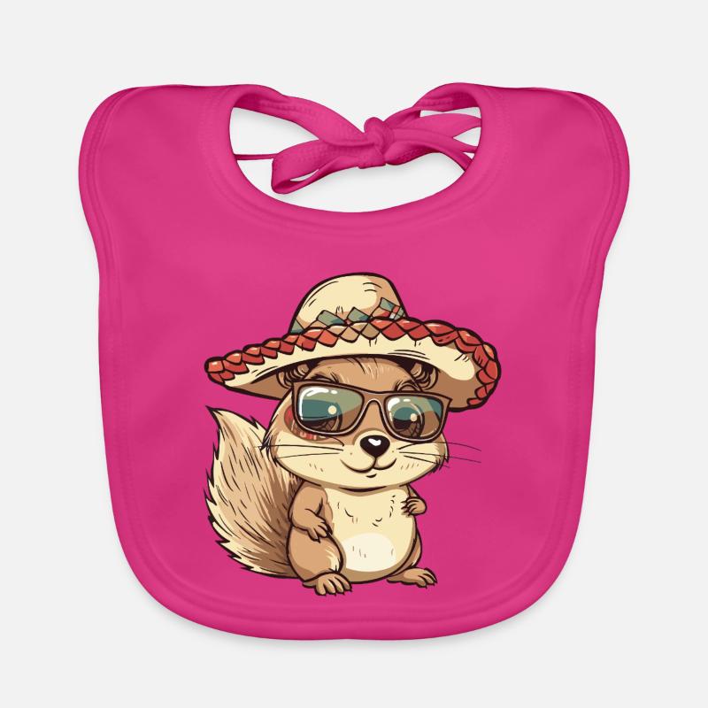 Squirrel Comic Funny Sombrero Organic Baby Bibs