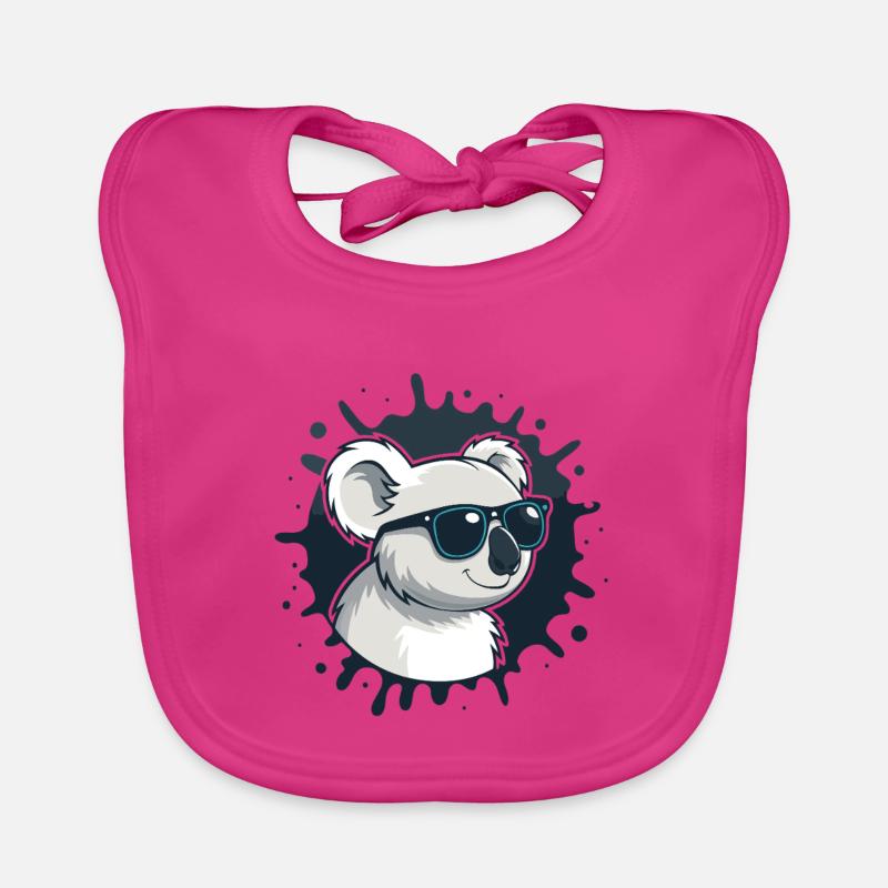 Koala chic glasses on blue splash Organic Baby Bibs