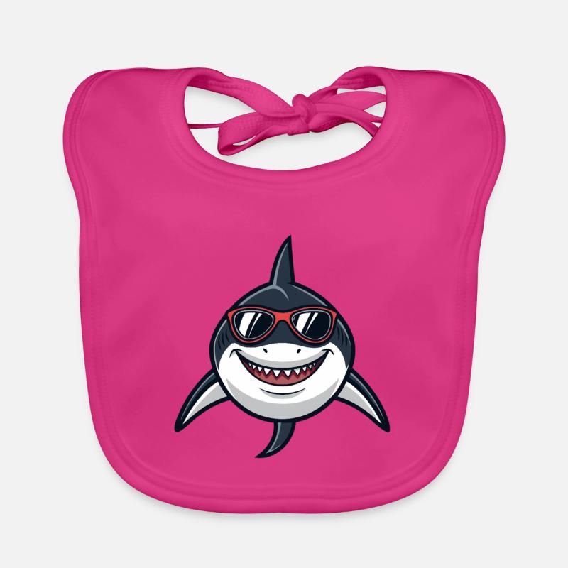 Shark Hipster Red Glasses Organic Baby Bibs
