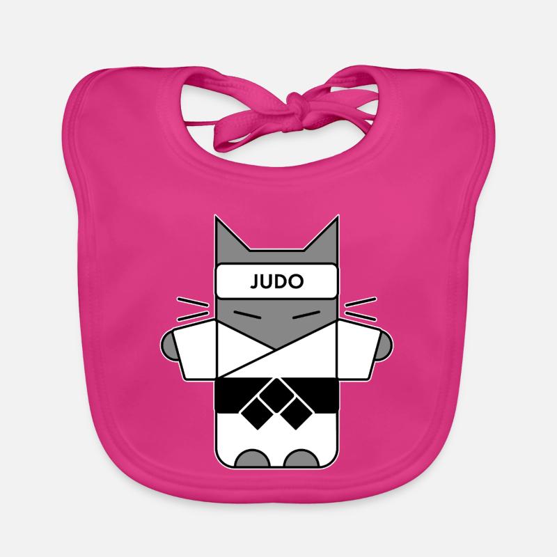 Judo Cat - Bavoir bio Bébé - fuchsia