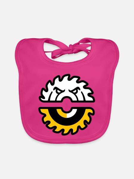 Kreissaege Gesicht Grafik - Baby Bio-Lätzchen - Fuchsia - Vorne