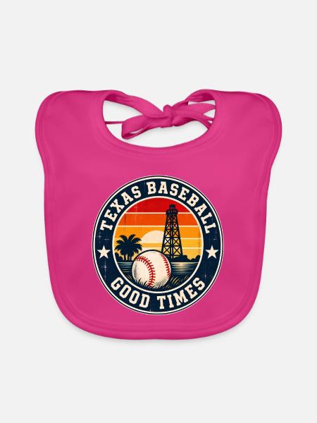 Texas Baseball Good Times Retro - Baby Bio-Lätzchen - Fuchsia