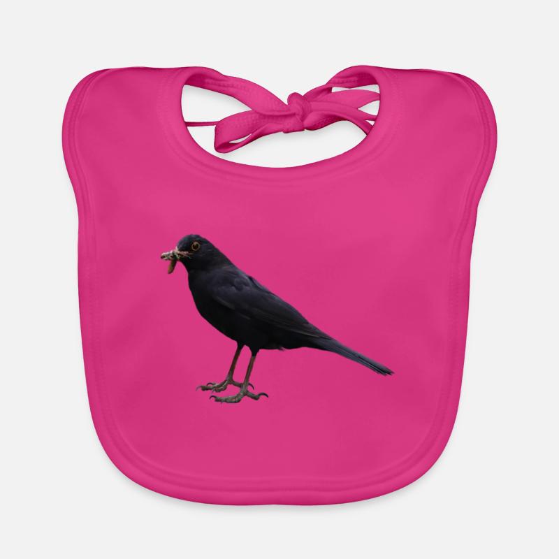 Amsel Vogel schwarzer Vogel Baby Bio-Lätzchen