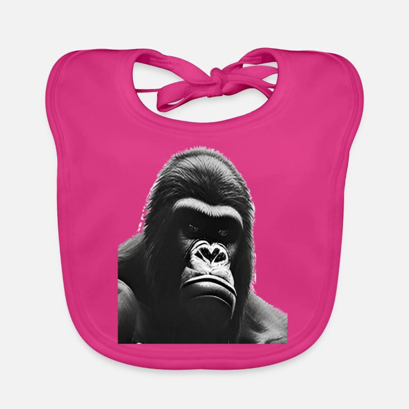 Silverback Gorilla - Organic Baby Bibs - fuchsia