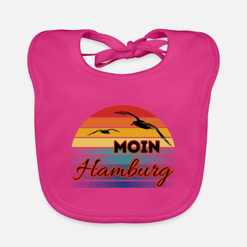 Moin Hamburg mit Möwe im Retro Style Baby Bio-Lätzchen