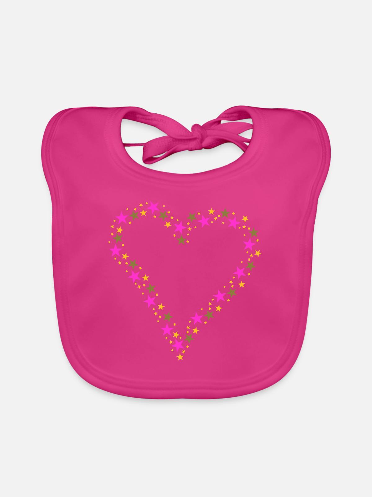 Konfettiherz - Baby Bio-Lätzchen - Fuchsia - Vorne