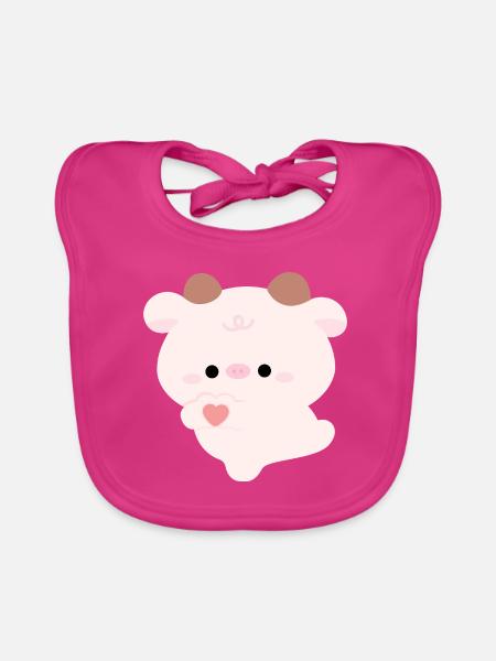 Liebe Kuh - Baby Bio-Lätzchen - Fuchsia - Vorne