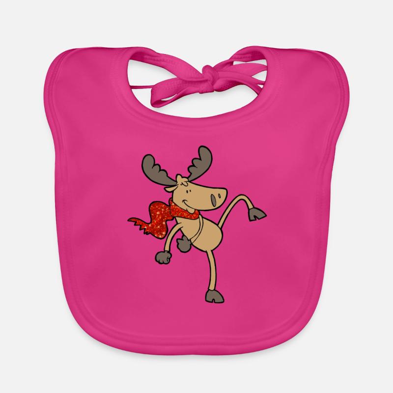 drôle danse renne élan - Bavoir bio Bébé - fuchsia