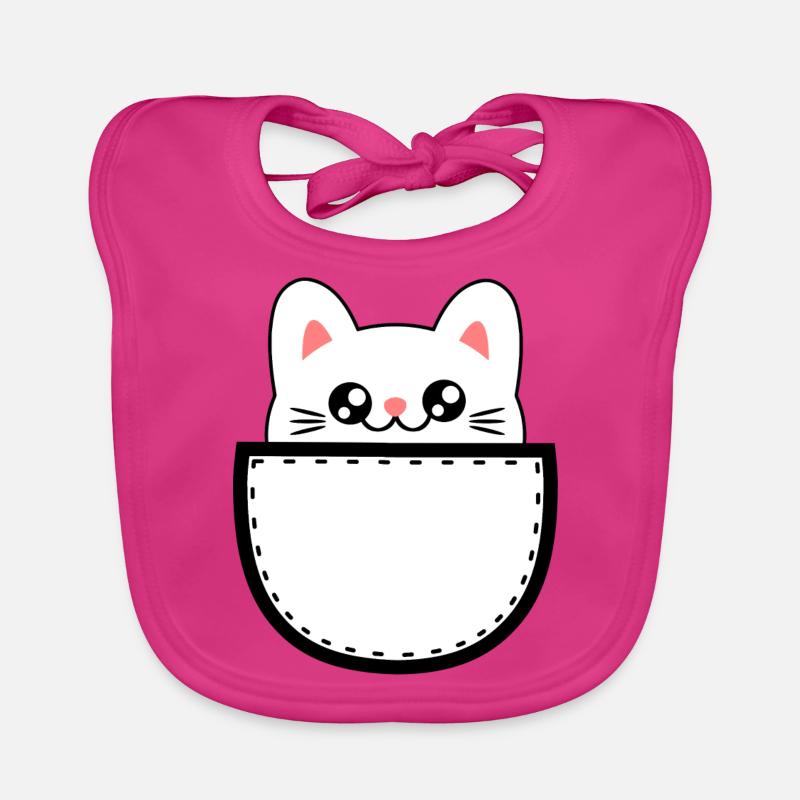 Chat doux Kawaii Chibi chat dans la poche de la poitrine Bavoir bio Bébé