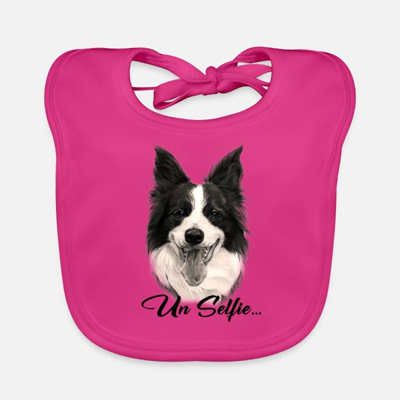 Border Collie chien - Bavoir bio Bébé - fuchsia