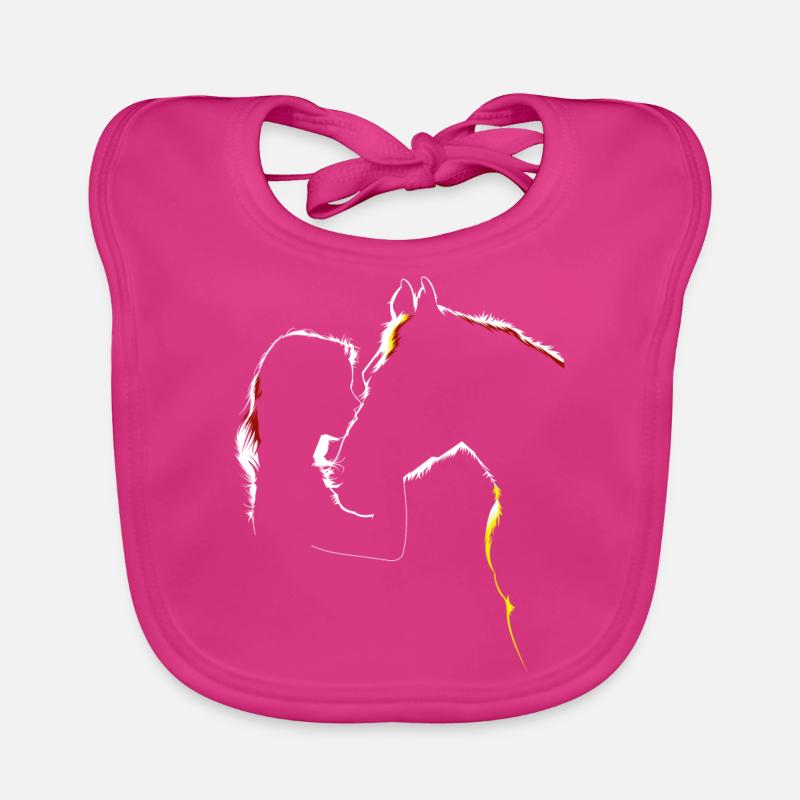 Pferd Mädchen Silhouette - Baby Bio-Lätzchen - Fuchsia