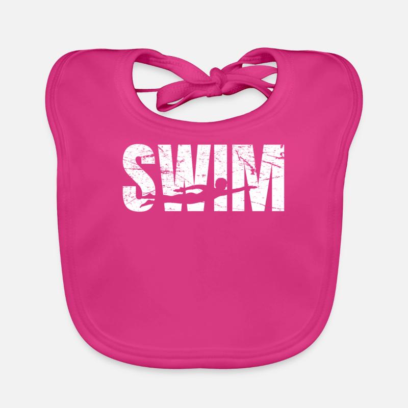 natation - Bavoir bio Bébé - fuchsia