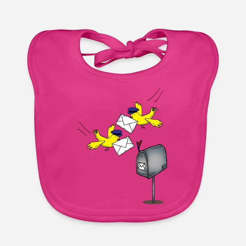 Lettre oiseau comme cadeau de postier de profession - Bavoir bio Bébé - fuchsia