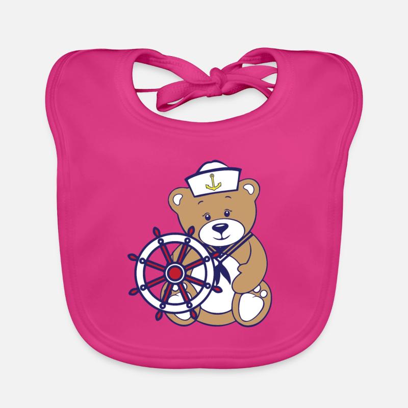 Teddy bear as a sailor Organic Baby Bibs