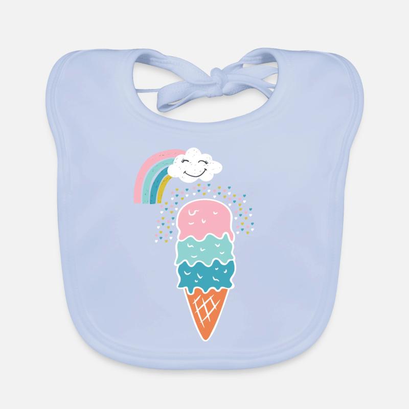 Cadeau mignon de crème glacée arc-en-ciel Bavoir bio Bébé