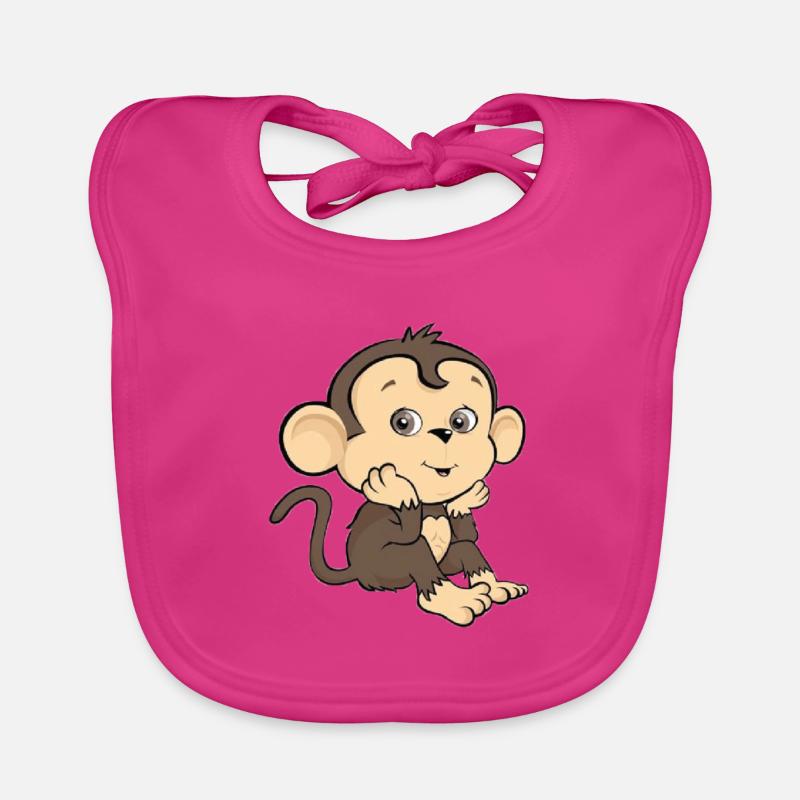 Affe - Baby Bio-Lätzchen - Fuchsia