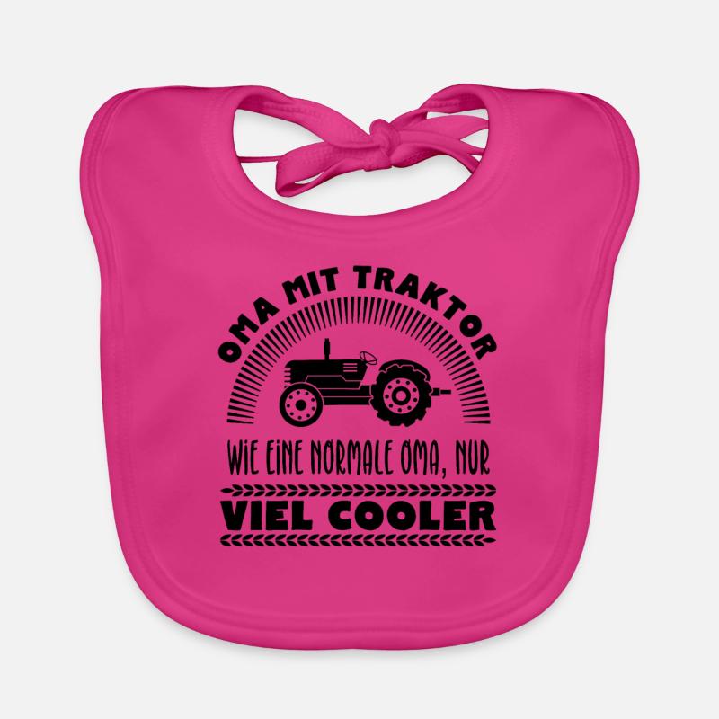 Oma mit Traktor Baby Bio-Lätzchen