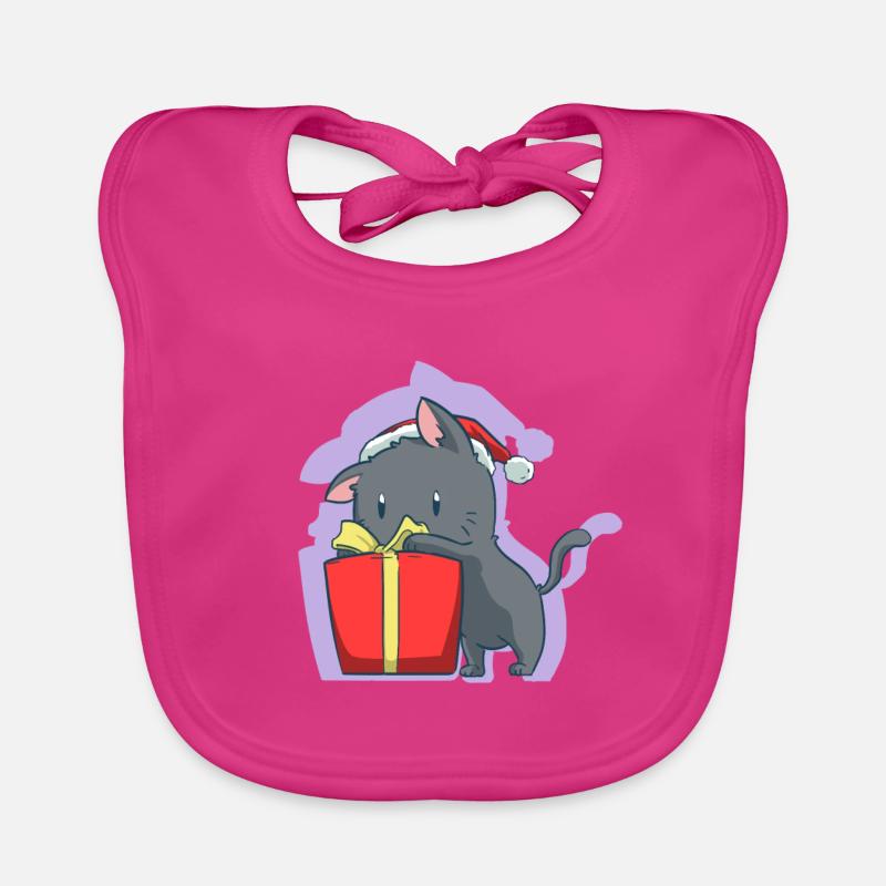 Chat mignon chat de noël noel Bavoir bio Bébé