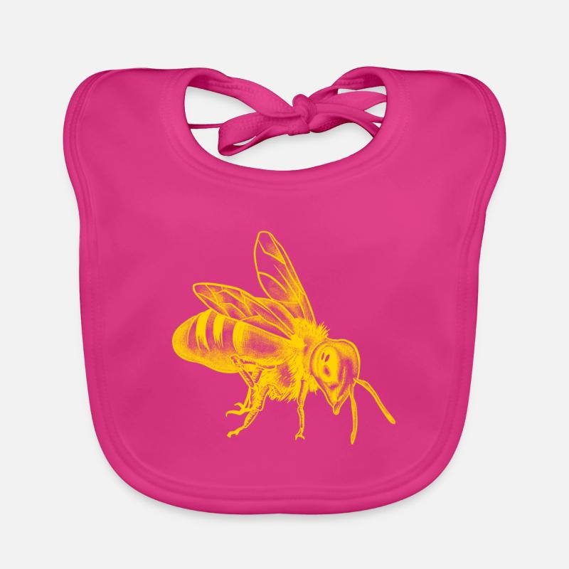 Abeille - Bavoir bio Bébé - fuchsia