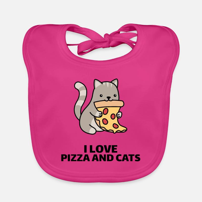 J'adore le cadeau de pizza et de chats Bavoir bio Bébé