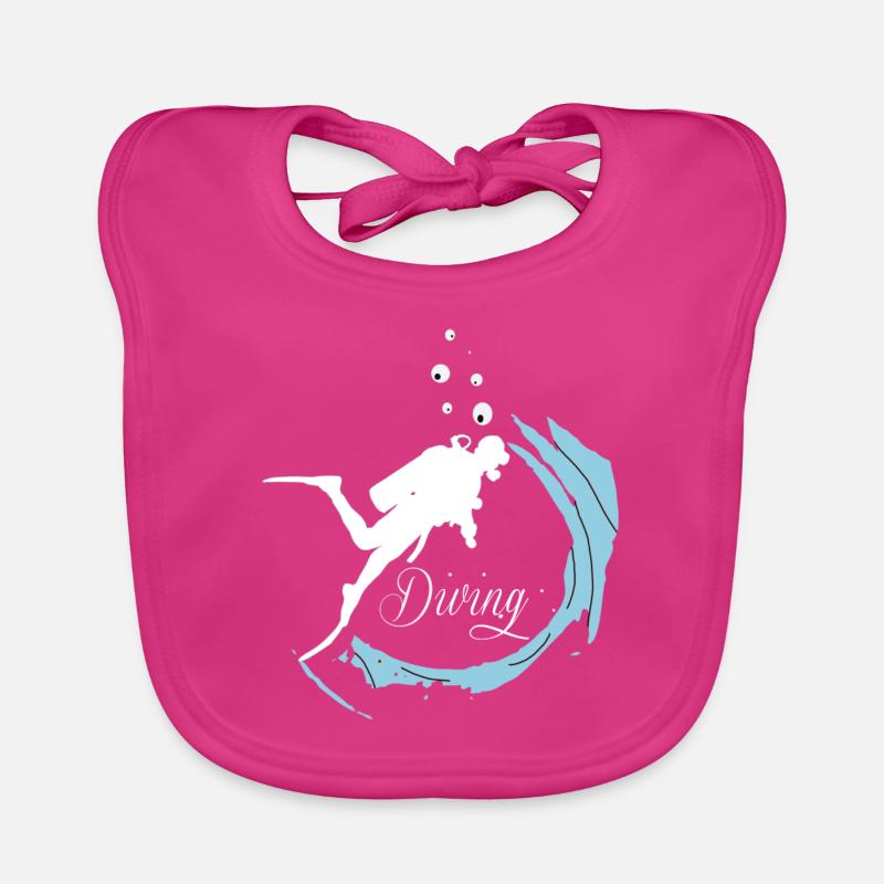 Plongée - Plongeur - Plongée - Bavoir bio Bébé - fuchsia
