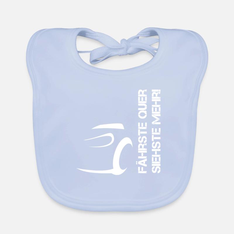 Fährste quer, siehste mehr Design white Baby Bio-Lätzchen