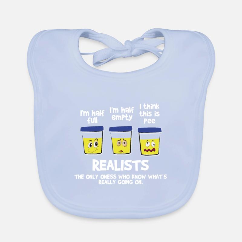Realist piss half full empty funny gift Organic Baby Bibs